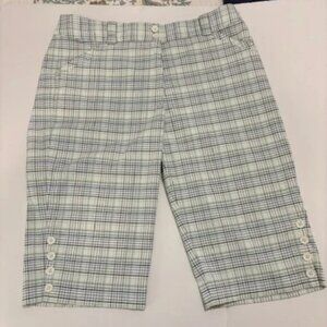 Nike Golf Womens Green Gray Plaid Mid Rise Capri Pants EUC Med